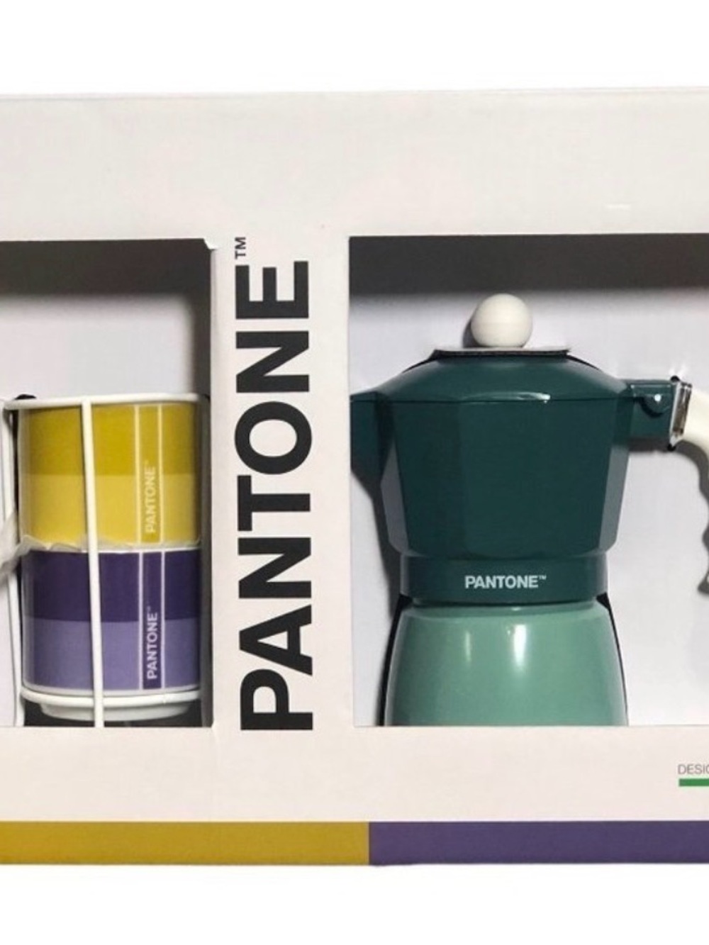 Pantone Espresso coffee maker & stackable espresso cups with metal rack NEW